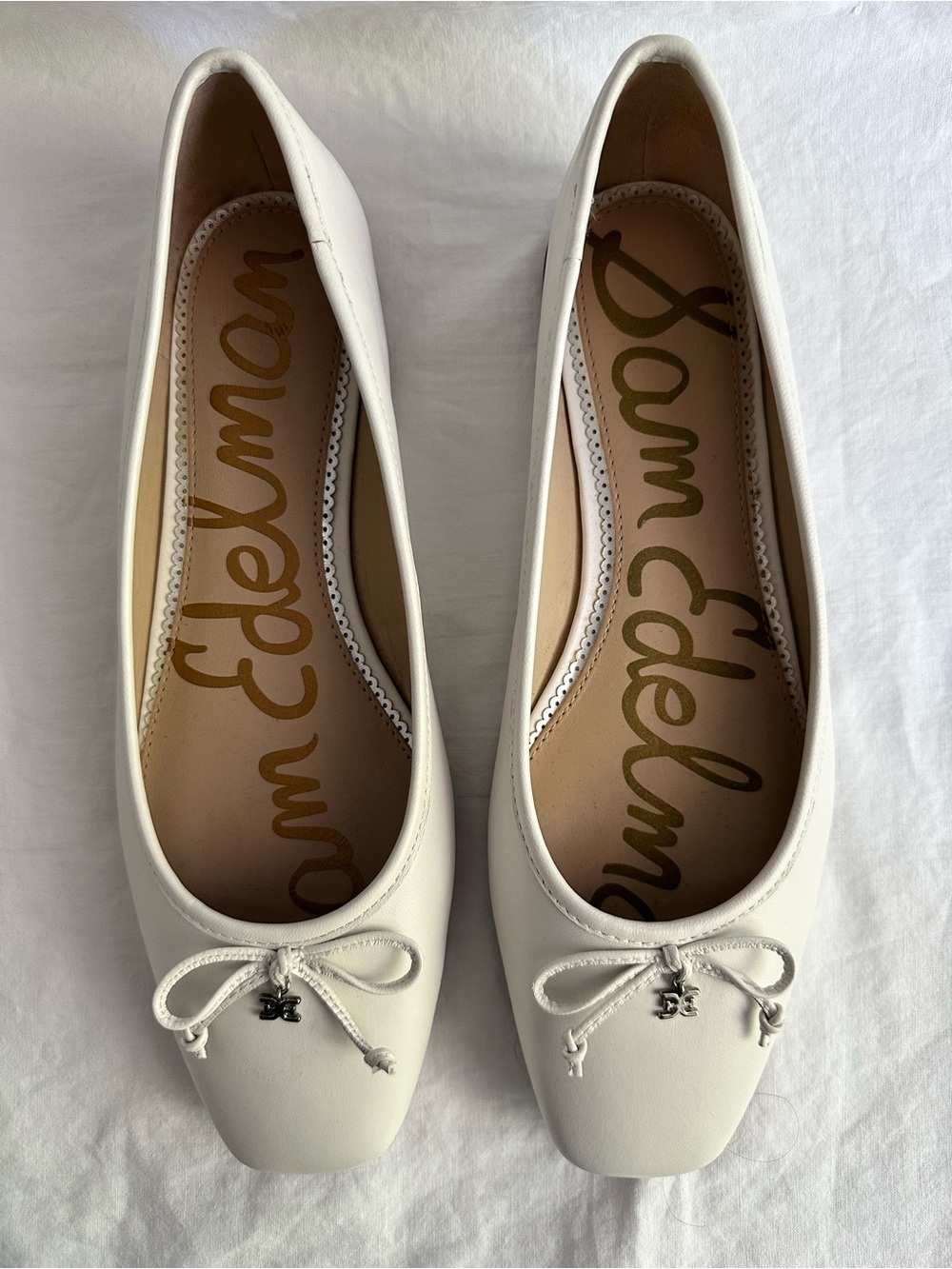 Sam Edelman Jillie Ballet Flat Size 11 White Cream Bow Balletcore Coastal